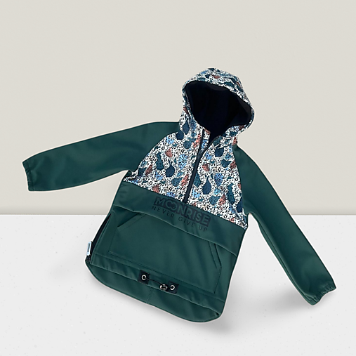 Detské oblečenie - Detská softshell bunda - anorak stones forest green - 16795687_