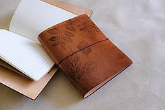 Papiernictvo - A5 Kožený obal na zápisníky - listy - 16797016_