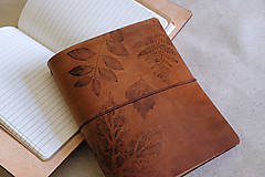 Papiernictvo - A5 Kožený obal na zápisníky - listy - 16797017_