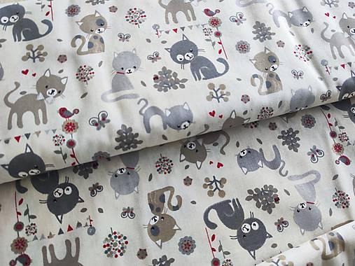 Textil - VLNIENKA DEKA a PRIKRÝVKA 100 % merino top super francúzsky dizajn Mačičky na svetlo béžovej - 16797650_