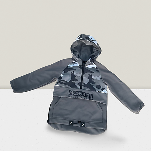 Detské oblečenie - Detská softshell bunda - anorak camu grey - 16796695_