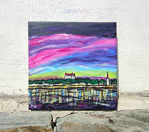 Obrazy - Aurora Borealis nad Bratislavou, obraz - 16797475_