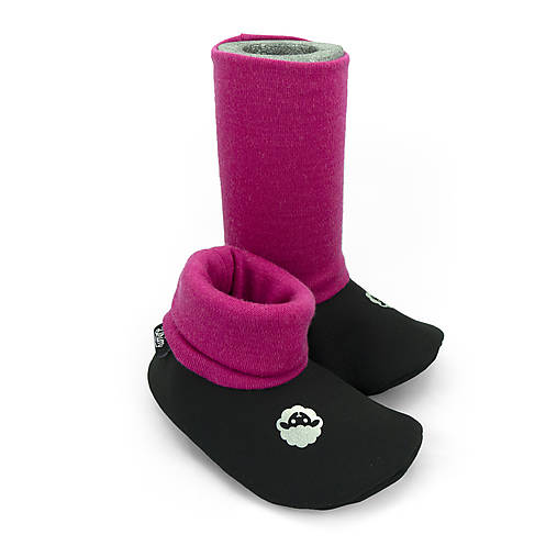 Detské topánky - Softshelláčky MERINO soxie "black/pink" - 16797162_