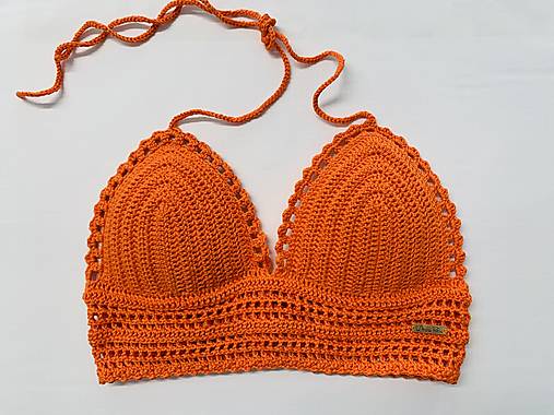 Topy, tričká, tielka - Háčkovaný top oranžový - 16799903_