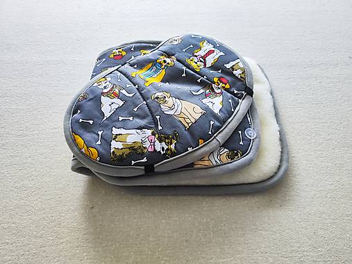 Detský textil - VLNIENKA Podložka do autosedačky  Joie i- spin 360 100% Merino Top Super wash Natural  Psíček na šedej - 16799528_