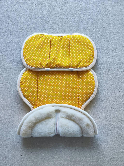 Detský textil - VLNIENKA podložka novorodenecká do autosedačky Cybex Aton B2  100% Merino Top Super wash Natural Bodka žltá - 16801420_