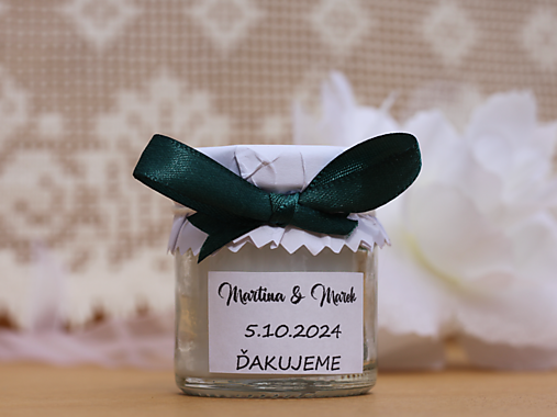 Darčeky pre svadobčanov - Smaragdovo zelená svadba Sviečky pre svadobných hostí - 16801456_