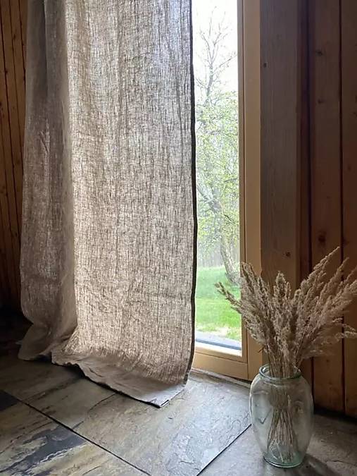 Úžitkový textil - Ľanový záves Natur 220 cm - 16801569_