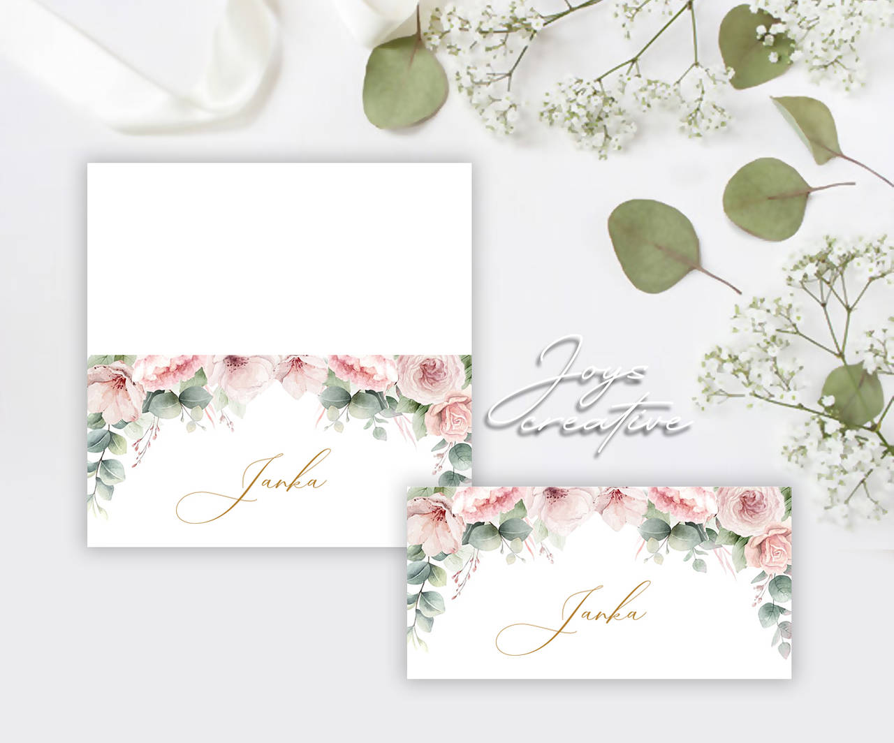 Skladacie menovky s ružami  M01