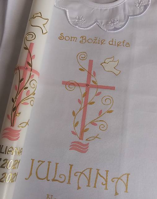 Detské oblečenie - košieľka na krst a sviečka Tiffany - 16803988_