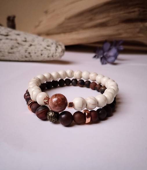 Náramky - Náramky/biely tyrkys , jaspis , býčie oko  - 16804181_