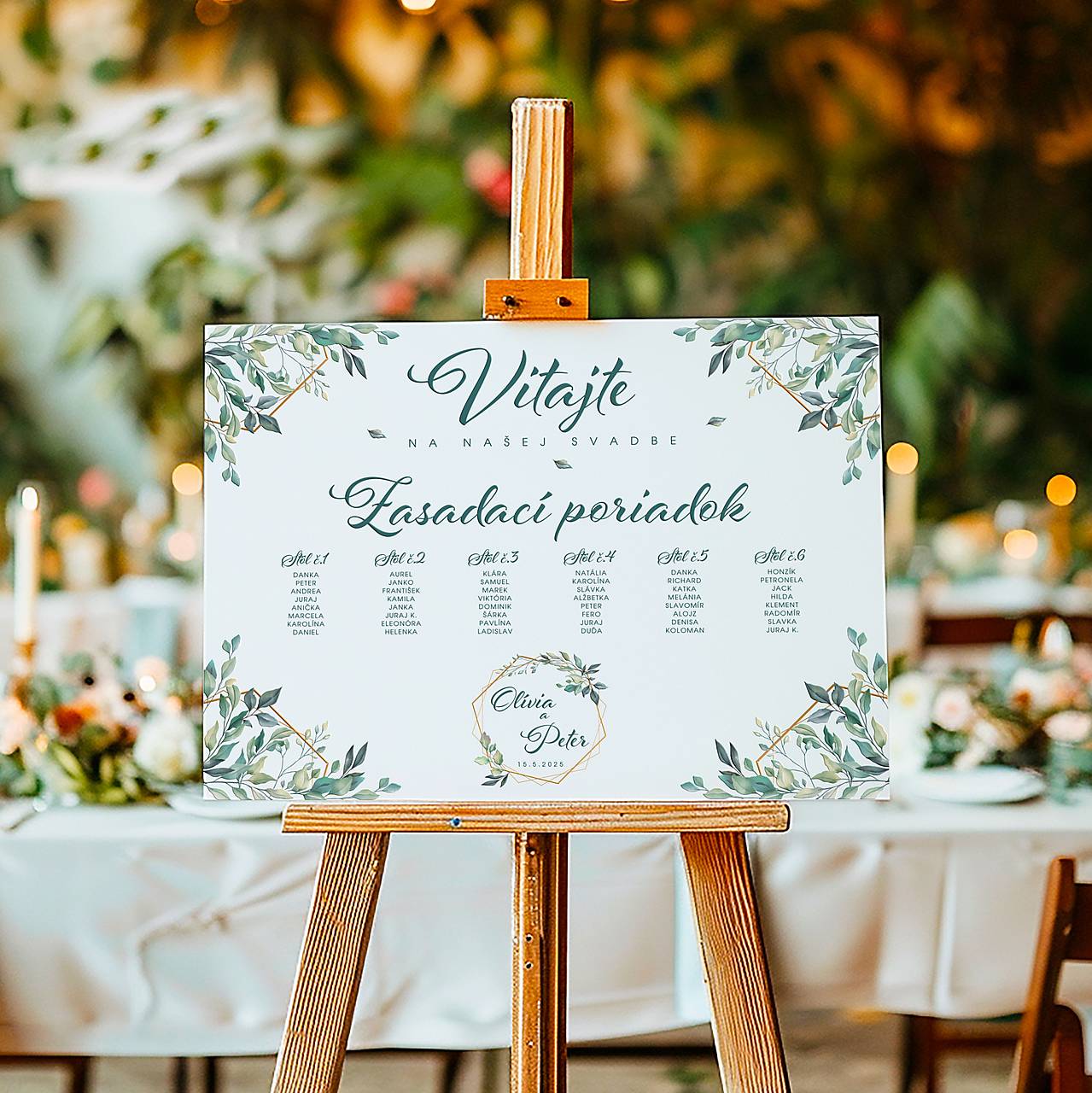 Svadobná uvítacia tabuľa + zasadací poriadok ZP2414