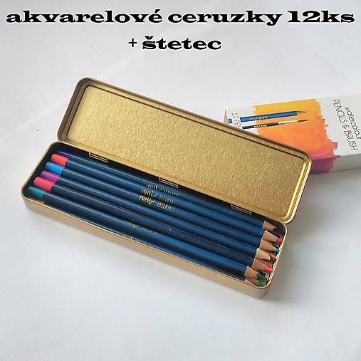 Iný materiál - Akvarelové ceruzky+štetec - sada - 16807998_