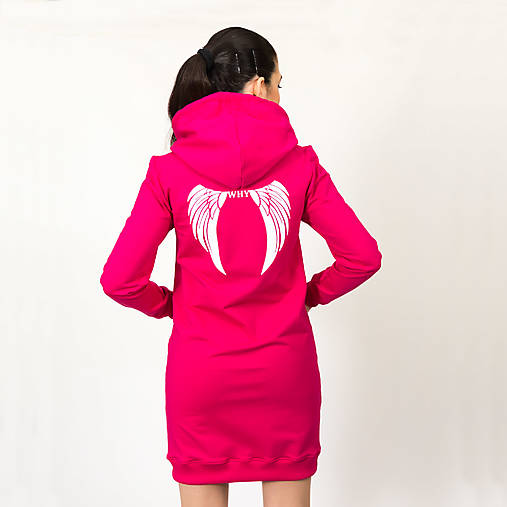 Šaty - Dámske mikinošaty Why Angel hot pink - 16808569_