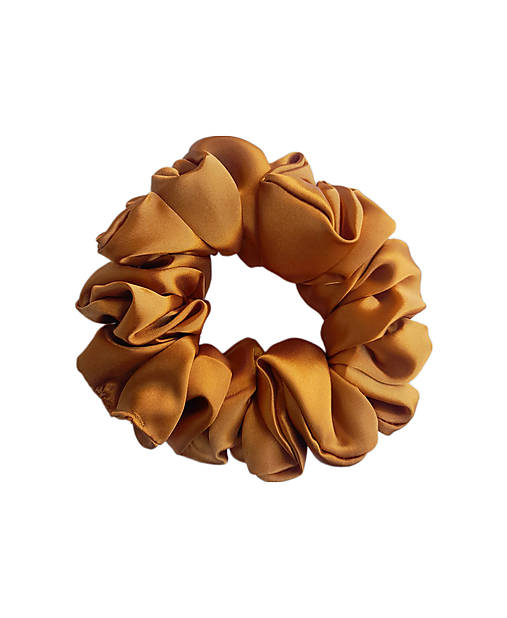 Ozdoby do vlasov - Saténová scrunchies M honey - 16810197_
