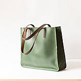 Kabelky - Kožená shopper kabelka TOTE BAG | zelená - 16810903_