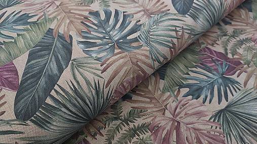 Textil - Poťahová látka,,monstera"na režnej - 16812602_