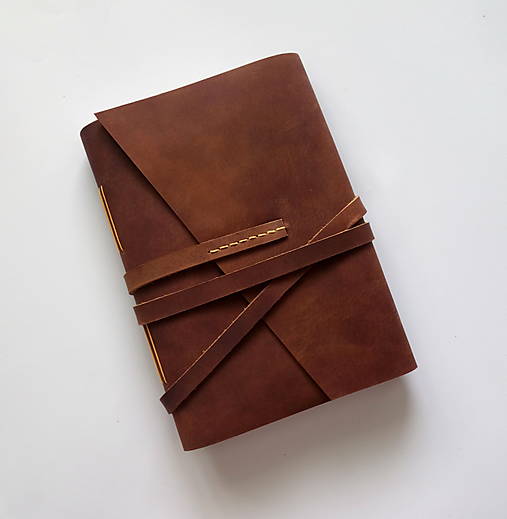 Papiernictvo - Kožený fotoalbum gaštanová hnedá A5/A4 - 16811924_