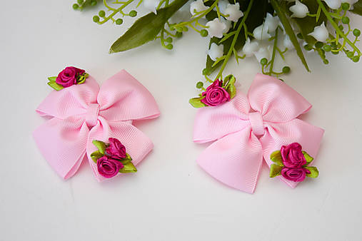 Detské doplnky - Mašličková sponka do vlasov - Ružová - 16812976_