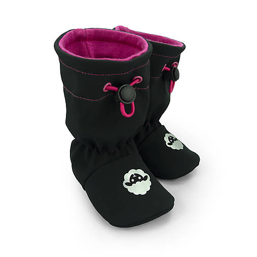 Detské topánky - Softshelláčky MERINO classic "black/pink" - 16812353_