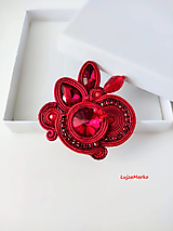 Brošne - Dobromila soutache brošňa (Červená) - 16814225_