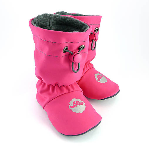 Detské topánky - Softshelláčky MERINO classic "pink/grafit" - 16818170_