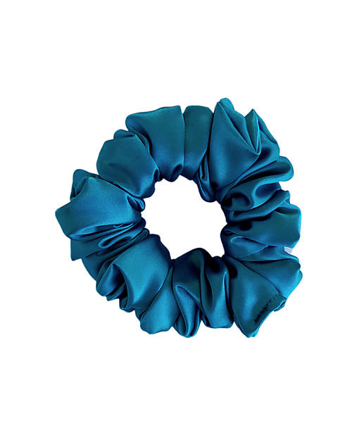Ozdoby do vlasov - Saténová scrunchies M blue petrol - 16818908_