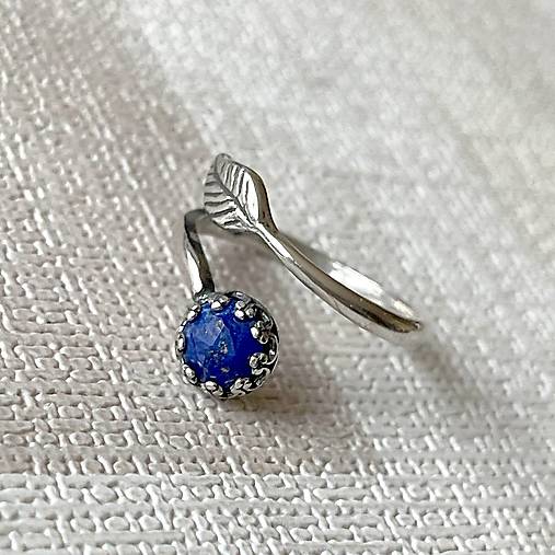 Leaf Natural Faceted Lapis Lazuli Ring Ag925 / Strieborný prsteň s lazuritom E001