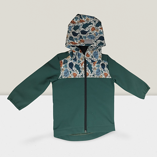 Detské oblečenie - Detská softshell bunda never give up - stones forest green - 16824628_