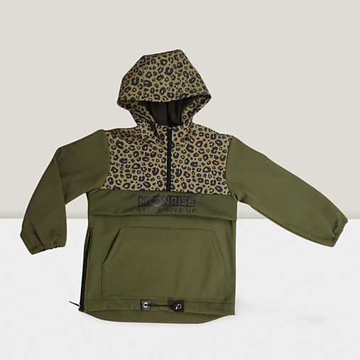 Detské oblečenie - Detská softshell bunda - anorak leopard khaki - 16824736_