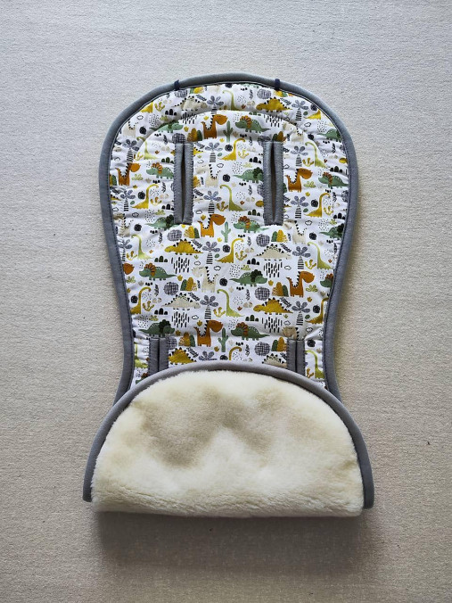 Detský textil - VLNIENKA podložka do kočíka EasyWalker Harvey3 100% Merino Top Super wash Natural Dinosaury - 16826961_
