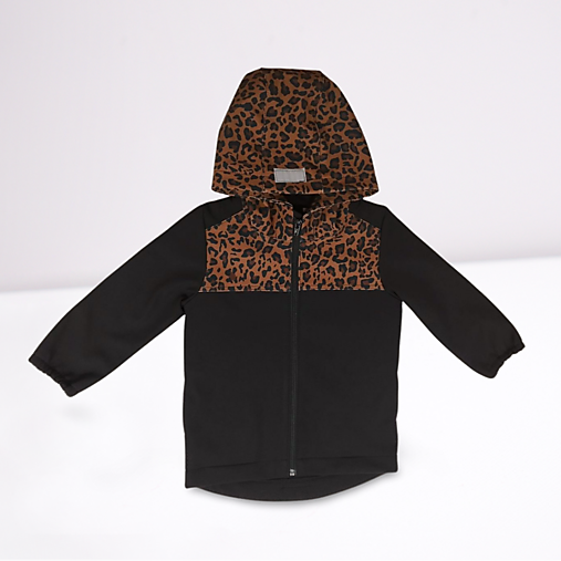 Detské oblečenie - Detská softshell bunda never give up - leopard brown/black - 16827286_