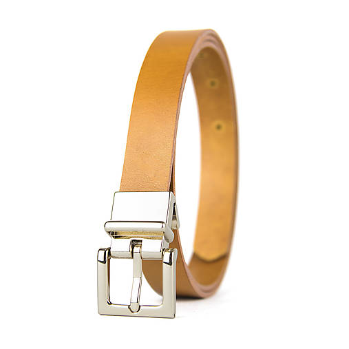 Opasky - Dámsky kožený opasok ELEGANT GOLD, 2.5cm šírka, farba podľa výberu (Oranžová) - 16829335_