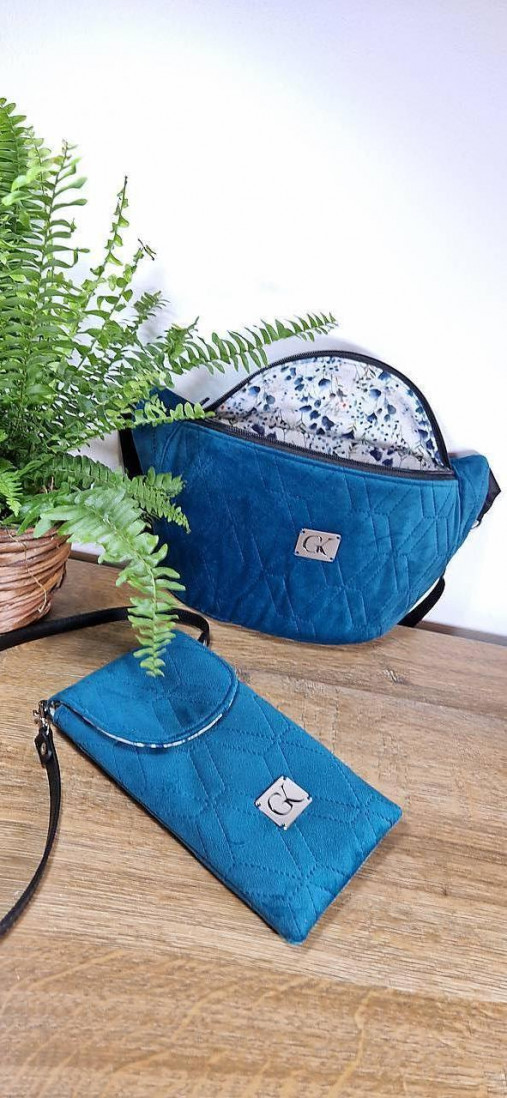 Kabelky - Ľadvinka zamat smaragd - 16829664_