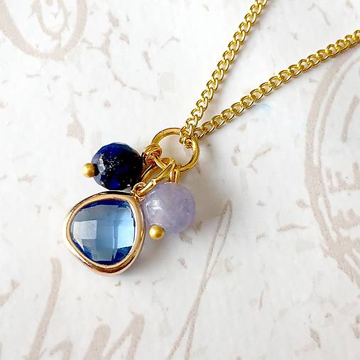 Birthstone February Lapis Lazuli & Aquamarine Zircon Pendant / Prívesok lazurit, akvamarín a zirkón - Február E048