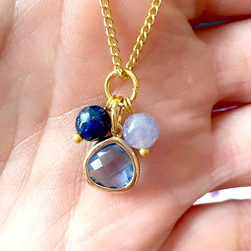 Birthstone February Lapis Lazuli & Aquamarine Zircon Pendant / Prívesok lazurit, akvamarín a zirkón - Február E048