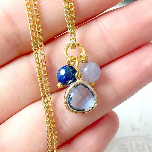 Birthstone February Lapis Lazuli & Aquamarine Zircon Pendant / Prívesok lazurit, akvamarín a zirkón - Február E048