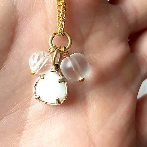 Birthstone DECEMBER Quartz Zircon Pendant / Prívesok s minerálmi horský krištáľ a brúseným zirkónom - DECEMBER E048