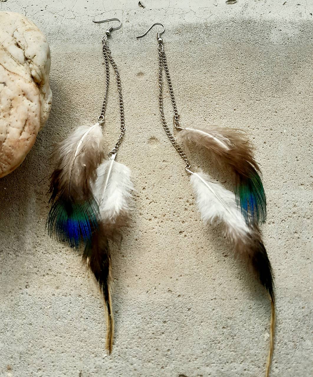 Pierkové náušnice pávie dlhé, č 4138