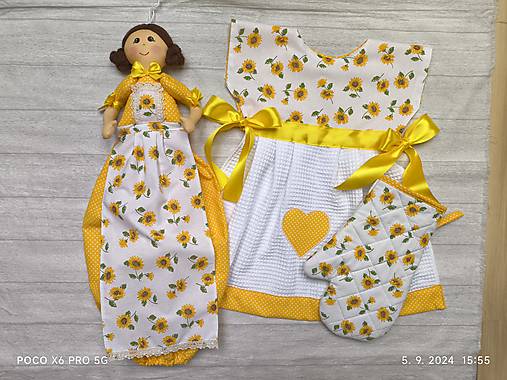 Úžitkový textil - Slnečnicová sada do kuchyne 🌻 - 16831340_