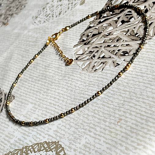 Luxury Pyrite Necklace Stainless Steel / Náhrdelník pyrit, oceľ E048