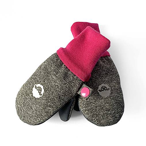 Detské doplnky - Softshelláčky MERINO palčiaky "ash/pink" - 16833518_