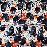 Textil - hallowenske vtáčatá, 100 % predzrážaná bavlna EÚ, šírka 140 cm - 16835132_