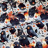 Textil - hallowenske vtáčatá, 100 % predzrážaná bavlna EÚ, šírka 140 cm - 16835133_