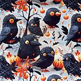 Textil - hallowenske vtáčatá, 100 % predzrážaná bavlna EÚ, šírka 140 cm - 16835134_