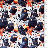 Textil - hallowenske vtáčatá, 100 % predzrážaná bavlna EÚ, šírka 140 cm - 16835135_