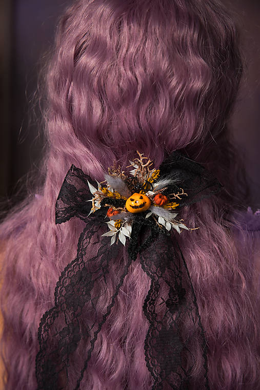 Halloween spona do vlasov "tekvičky"