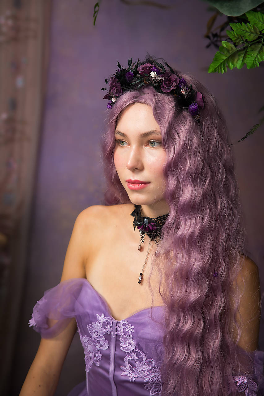Čelenka a choker "purpurové svety"
