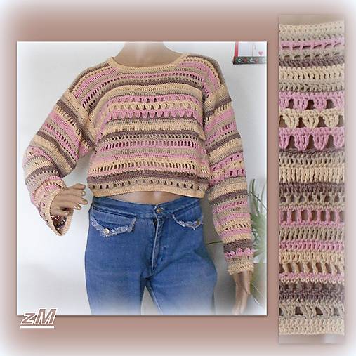 Svetre a kardigány - Háčkovaný pulóvrik. - 16836364_