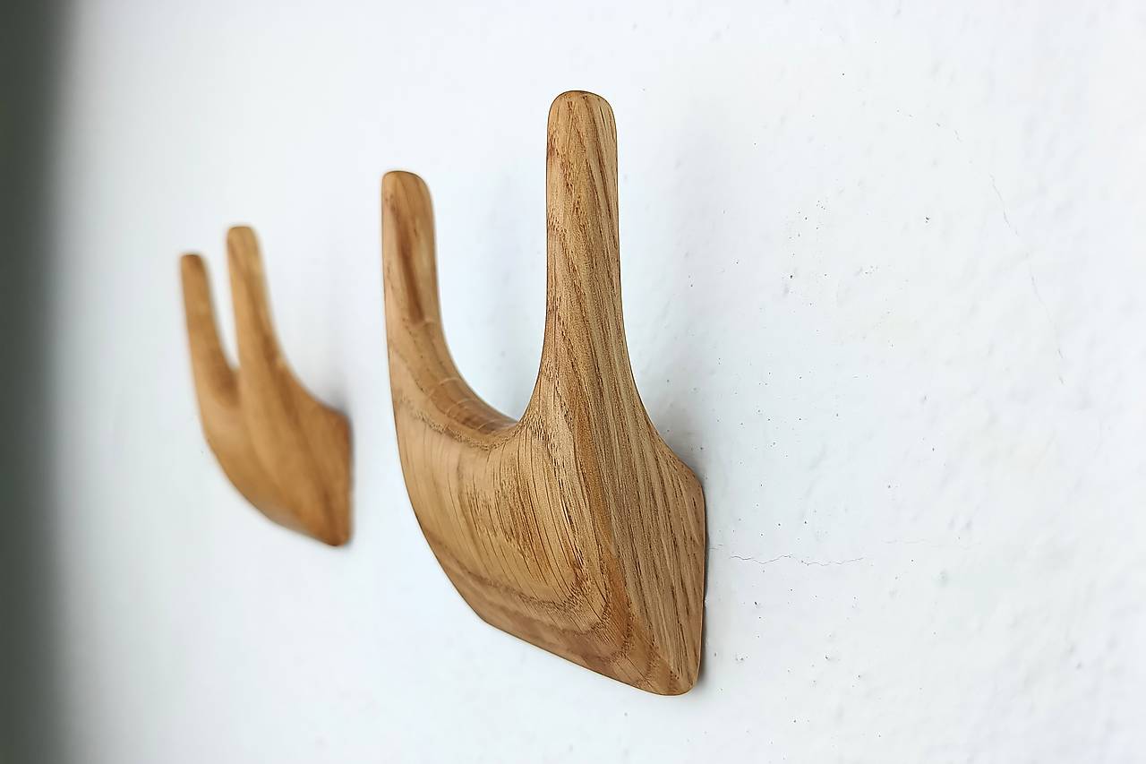 Nástenný vešiak ROHÁČ drevo dub